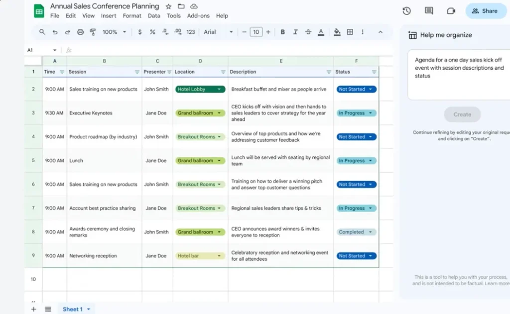 Help me organise feature by Duet AI